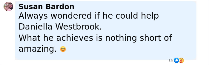 Comment from Susan Bardon praising a plastic surgeon who fixes botched operations and achieves amazing results.