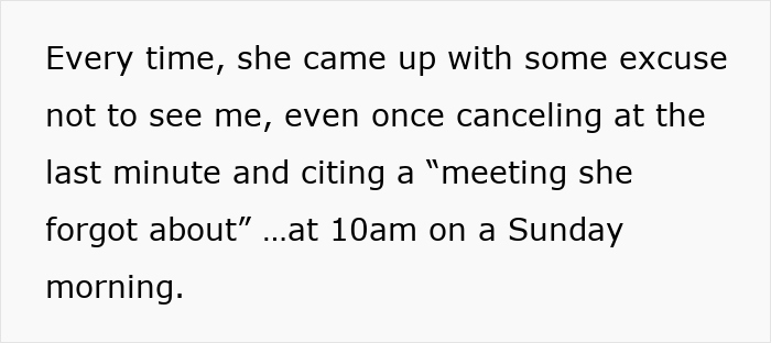 Text describing a best friend sabotage relationship with excuses and last-minute cancellations affecting trust.