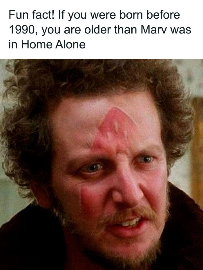 Man with red paint on face in a meme referencing age for those who grew up with Tamagotchis and VHS tapes.