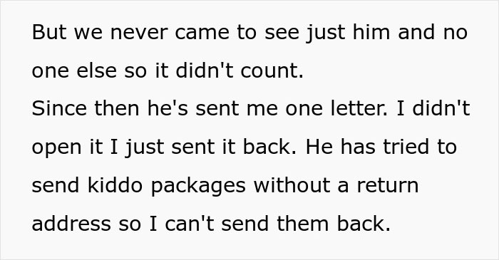 Text excerpt about a woman not sharing important news with her dad after a last attempt to communicate.