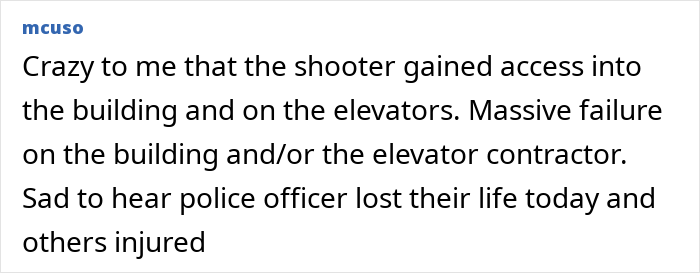 Comment highlighting concern over shooter access and expressing sorrow for NYPD cop fatally shot protecting others.