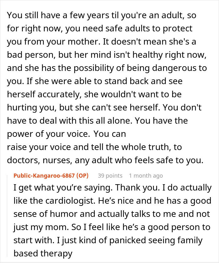 Teen expressing frustration about being dragged into hospitals and exposing mom’s lies in a candid online conversation. - 29