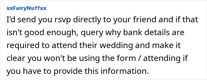 Confused Guest Asked To Share Financial Details Online Or Else They Can't RSVP To Wedding