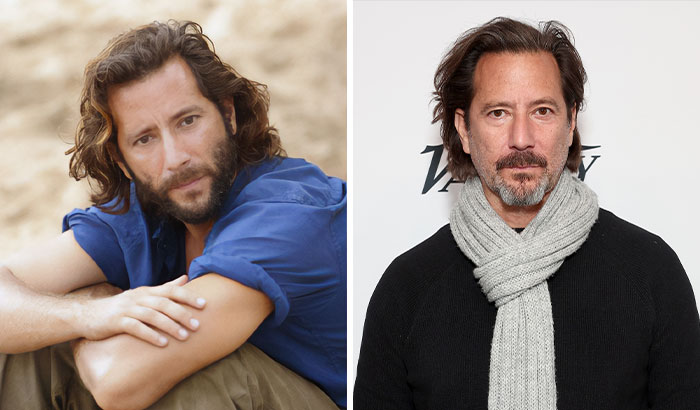 Side-by-side images of a male Lost cast member showing a younger and older look 15 years after the show.