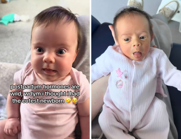Two newborn babies in pink outfits illustrating effects of postpartum hormones on new mothers.