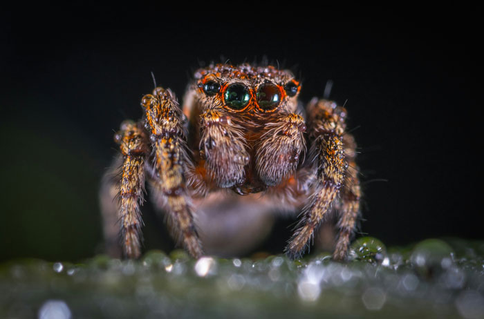 Close-up of a spider displaying real animal behaviors, showcasing creepy details that are as terrifying as they are strange.