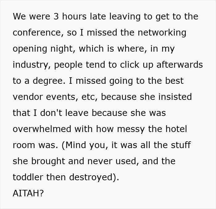 Text showing a husband's complaint about his wife's weird quirk making traveling difficult, causing delays and missed events. - 12