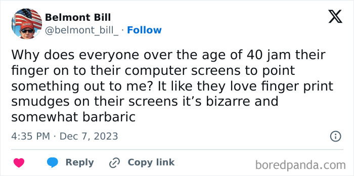 Twitter post humorously discussing quirky habits of people over 40, highlighting life after 40 chaos and relatable humor.