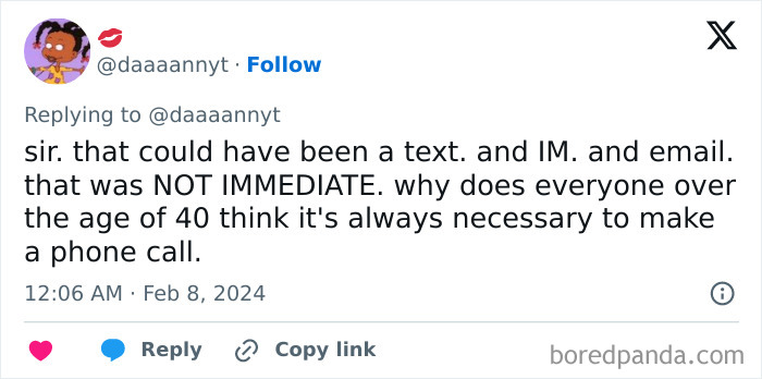 Tweet about communication habits over 40, highlighting life after 40 as a new level of chaos.