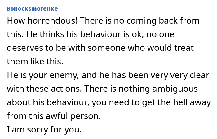 Comment expressing sympathy for woman who discovers husband texted his mother revealing lies and bad behavior.