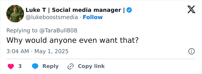 Social media manager Luke T responding to a tweet with concerns about the trendy freeze branding tattoo alternative. Social media manager Luke T responding to a tweet with concerns about the trendy freeze branding tattoo alternative.