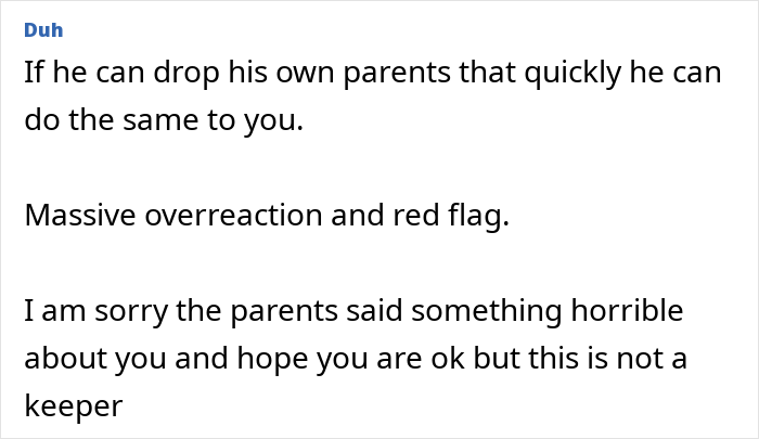 Woman shocked after overhearing boyfriend&rsquo;s parents talking about her, feeling hurt and not wanting to see them again.