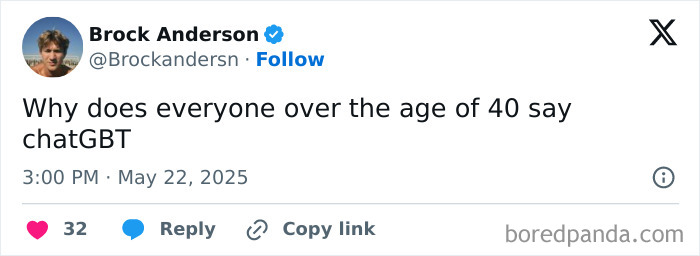 Screenshot of a humorous tweet about people over 40 and chatGBT, illustrating life after 40 chaos.