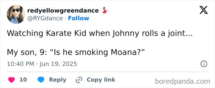 Tweet from a parent sharing a funny moment with their child, highlighting humor in busy parenting life.