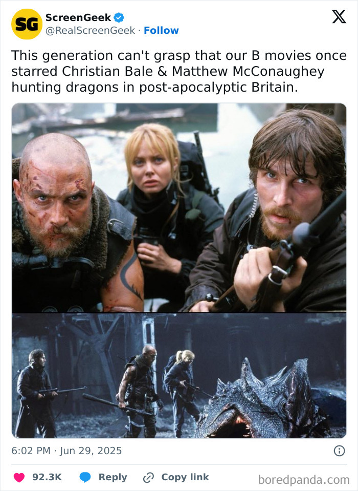 Scene from a post-apocalyptic movie with Christian Bale and Matthew McConaughey, featured in hilarious tweets from July.