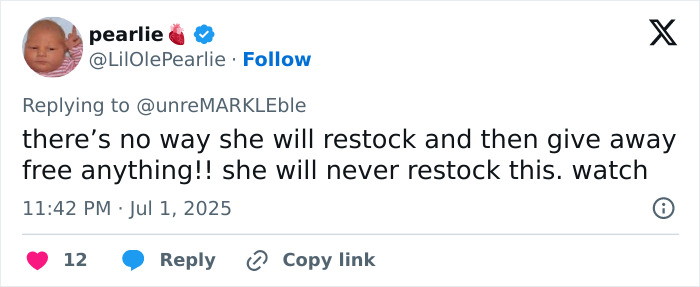 Screenshot of a social media reply discussing Meghan Markle forced to issue refunds due to website glitches frustrating shoppers.