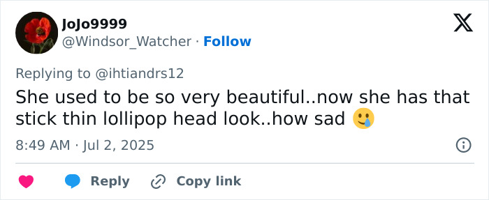 Tweet criticizing Kate Beckinsale for drastic weight loss and a scary thin look sparking concern over Ozempic use. Tweet criticizing Kate Beckinsale for drastic weight loss and a scary thin look sparking concern over Ozempic use.