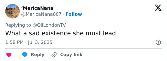 Screenshot of a tweet replying to a viral post, reflecting public reaction to Lily Allen's sickening abortion confession.
