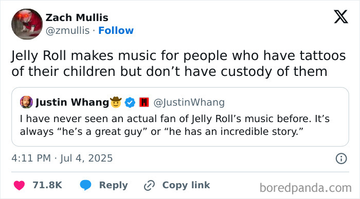 Screenshot of a hilarious tweet thread from July featuring witty commentary, part of funny tweets collection.