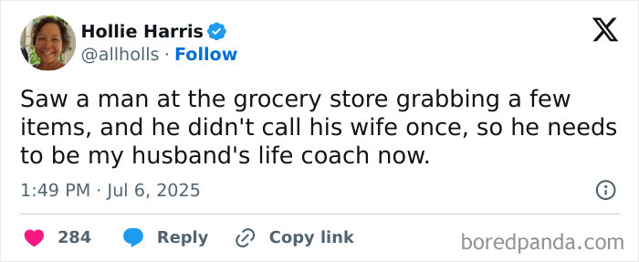 Funny tweet about a man grocery shopping alone, part of hilarious tweets from July that went viral online.