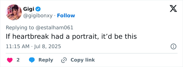 Screenshot of a tweet by Gigi reacting to JoJo Siwa&rsquo;s trad wife transformation in the straight pop genre discussion.