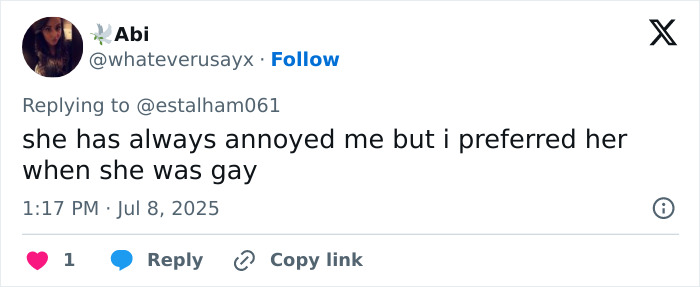 Tweet by user Abi expressing mixed feelings about JoJo Siwa&rsquo;s transformation and mentioning the straight pop genre controversy.