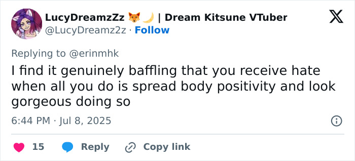 Plus-size model confidently responds to fatphobic critics, promoting body positivity and self-love on social media.