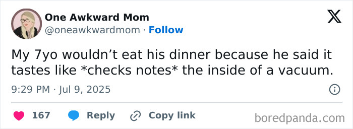 Screenshot of a funny tweet by a mom sharing a humorous parenting moment amidst the chaos of daily life.
