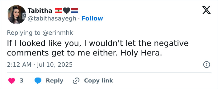 Tweet from a user responding with support, clapping back at fatphobic comments aimed at a plus-size model.