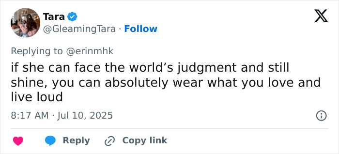 Tweet by plus-size model Tara encouraging confidence and resilience against fatphobic critics and societal judgment.