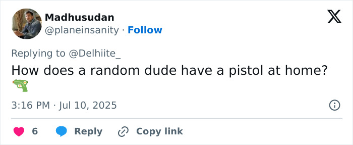 Screenshot of a tweet questioning how a random man has a pistol at home amid male ego and tennis pro shooting controversy. Screenshot of a tweet questioning how a random man has a pistol at home amid male ego and tennis pro shooting controversy.