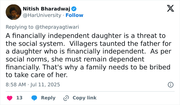 Tweet discussing outrage over a father mocking his financially independent daughter after fatal shooting incident. Tweet discussing outrage over a father mocking his financially independent daughter after fatal shooting incident.