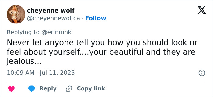 Plus-size model replying to fatphobic critics on social media, promoting self-love and body positivity.