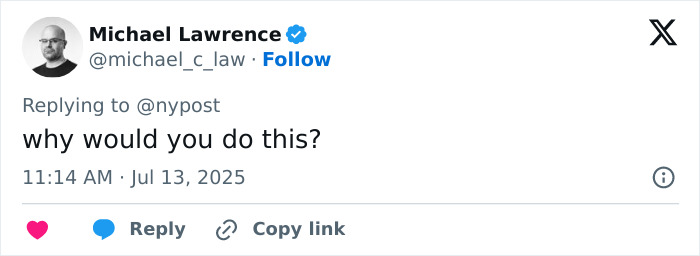 Screenshot of a tweet by Michael Lawrence questioning the support for OnlyFans star&rsquo;s x-rated career funding.
