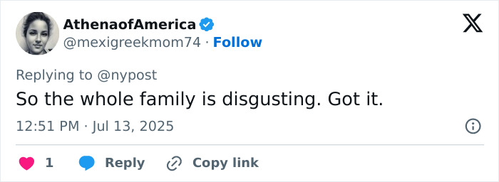 Screenshot of a Twitter reply discussing OnlyFans star and family reactions related to her career funding.