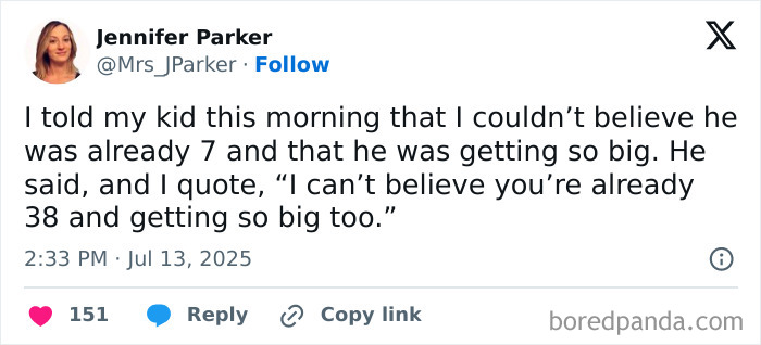 Tweet from a mom sharing a funny parenting moment, highlighting humor in busy parents' daily life and tweets.