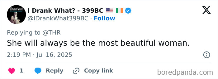 Tweet defending Jennifer Love Hewitt against body shaming, praising her as the most beautiful woman.