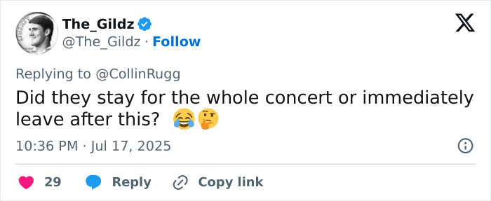 Tweet asking if the couple stayed for the whole concert or left immediately after the viral cheating scandal at Coldplay concert.