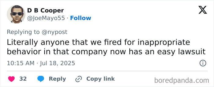 Screenshot of a tweet referencing inappropriate behavior lawsuits amid Coldplay scandal involving CEO and HR chief comments.