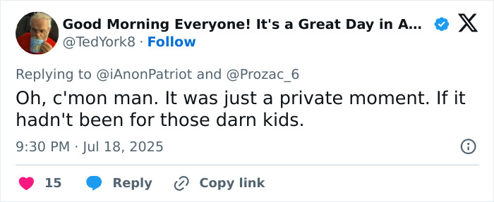 Tweet from user Good Morning Everyone discussing a private moment after the kiss cam incident involving Astronomer CEO Andy Byron.