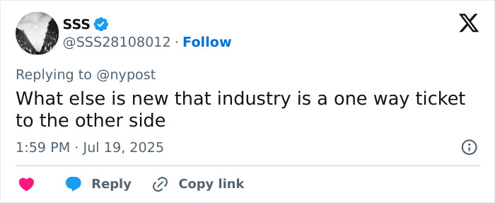 Twitter post highlighting concerns over substance-related passing and mental health crisis in the adult industry.