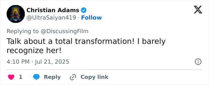 Tweet by Christian Adams praising Sydney Sweeney’s dramatic body transformation for legendary boxer’s role. Tweet by Christian Adams praising Sydney Sweeney’s dramatic body transformation for legendary boxer’s role.
