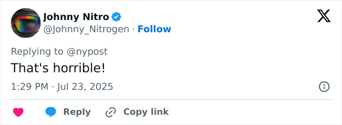 Tweet reply from user Johnny Nitro expressing sympathy about a surf instructor&rsquo;s severe train accident injury.