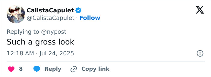 Screenshot of a social media reply criticizing a woman traveling 5,000 miles for butt surgery with implants falling out at gym. - 11