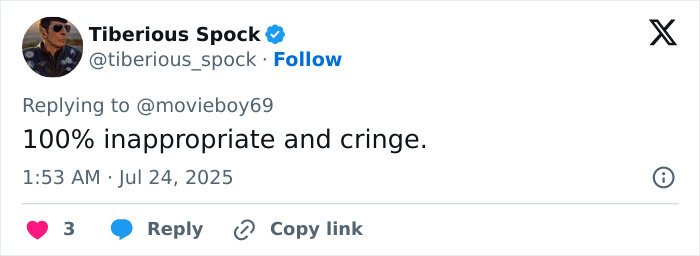 Tweet screenshot showing a user criticizing Pedro Pascal and Vanessa Kirby's touchy interviews during their press tour as inappropriate and cringe. Tweet screenshot showing a user criticizing Pedro Pascal and Vanessa Kirby's touchy interviews during their press tour as inappropriate and cringe.