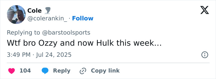 Social media reaction showing concern over WWE legend Hulk Hogan passing away and the cause now revealed. - 18