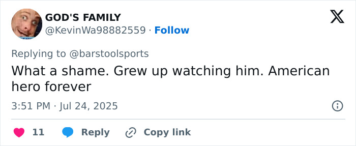 Fan expressing sadness over WWE legend Hulk Hogan passing away at 71, remembering him as an American hero forever. - 17