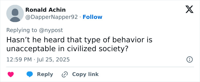 Tweet by Ronald Achin commenting on unacceptable public behavior related to viral serial pervert arrest news. Tweet by Ronald Achin commenting on unacceptable public behavior related to viral serial pervert arrest news.