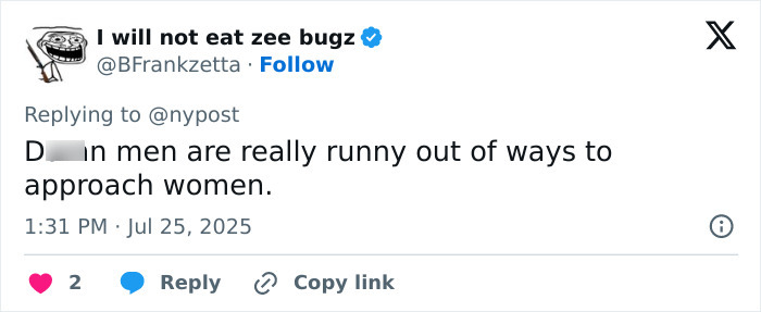 Screenshot of a Twitter reply commenting on men’s behavior with a focus on viral serial pervert arrest news. Screenshot of a Twitter reply commenting on men’s behavior with a focus on viral serial pervert arrest news.