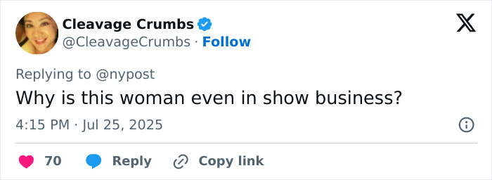 Tweet from a user commenting on Rachel Zegler suddenly exiting Evita mid-show, questioning her place in show business. Tweet from a user commenting on Rachel Zegler suddenly exiting Evita mid-show, questioning her place in show business.